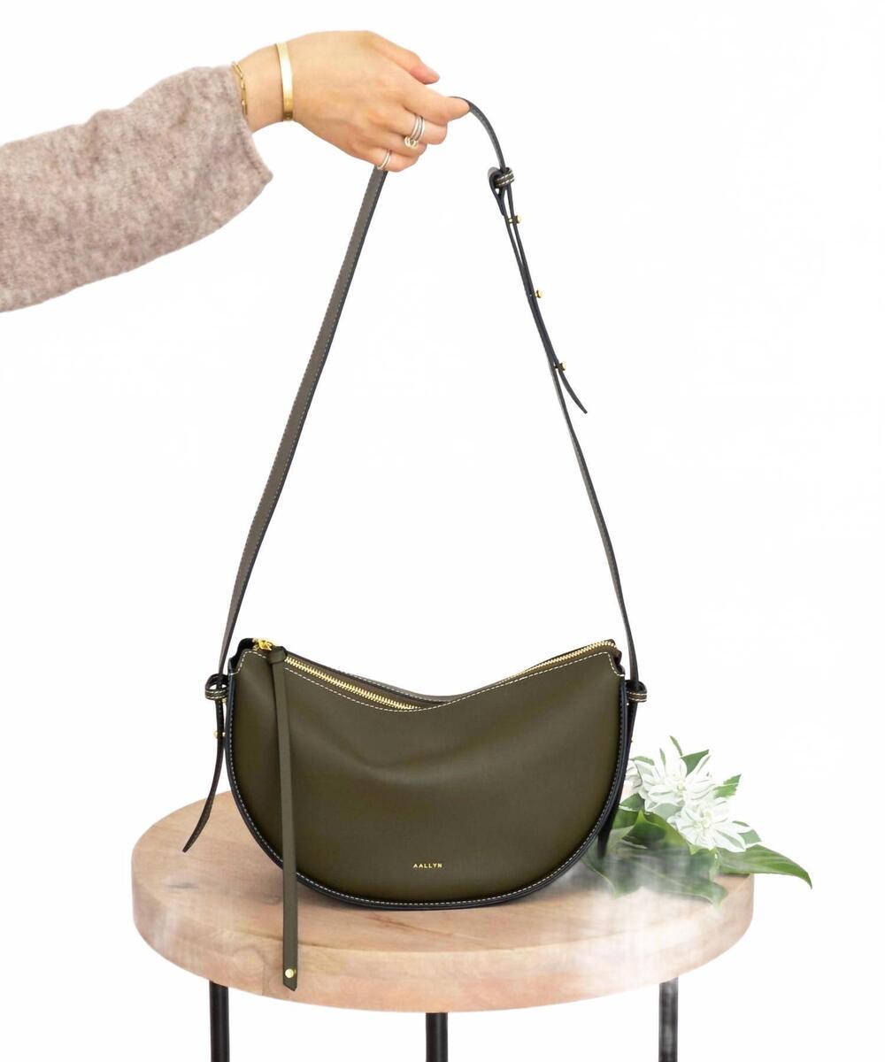 NEW AALLYN women's elara convertible leather bag in olive